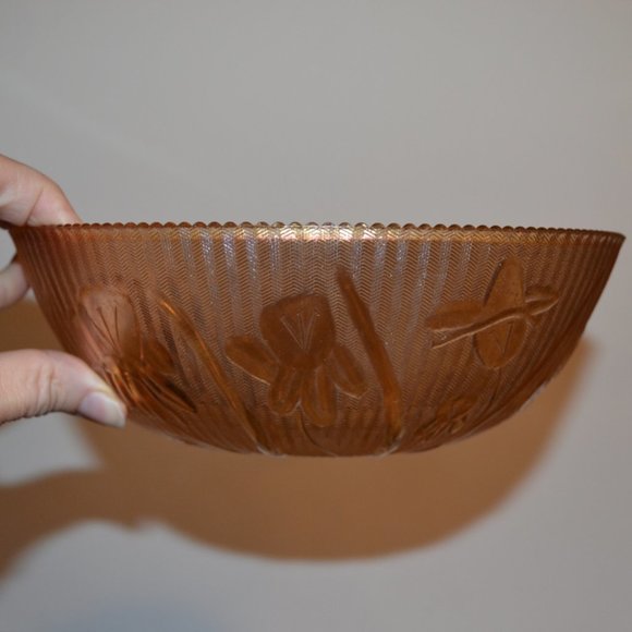 Glass Bowl Metallic Bronze Color Textured Pattern - Picture 5 of 5